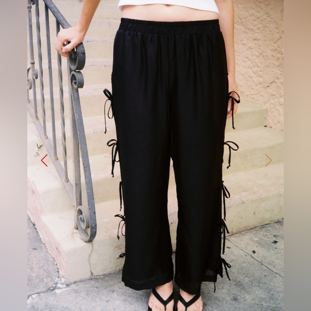 Lisa Says Gah Evelyn Tie Pant - Black Organza